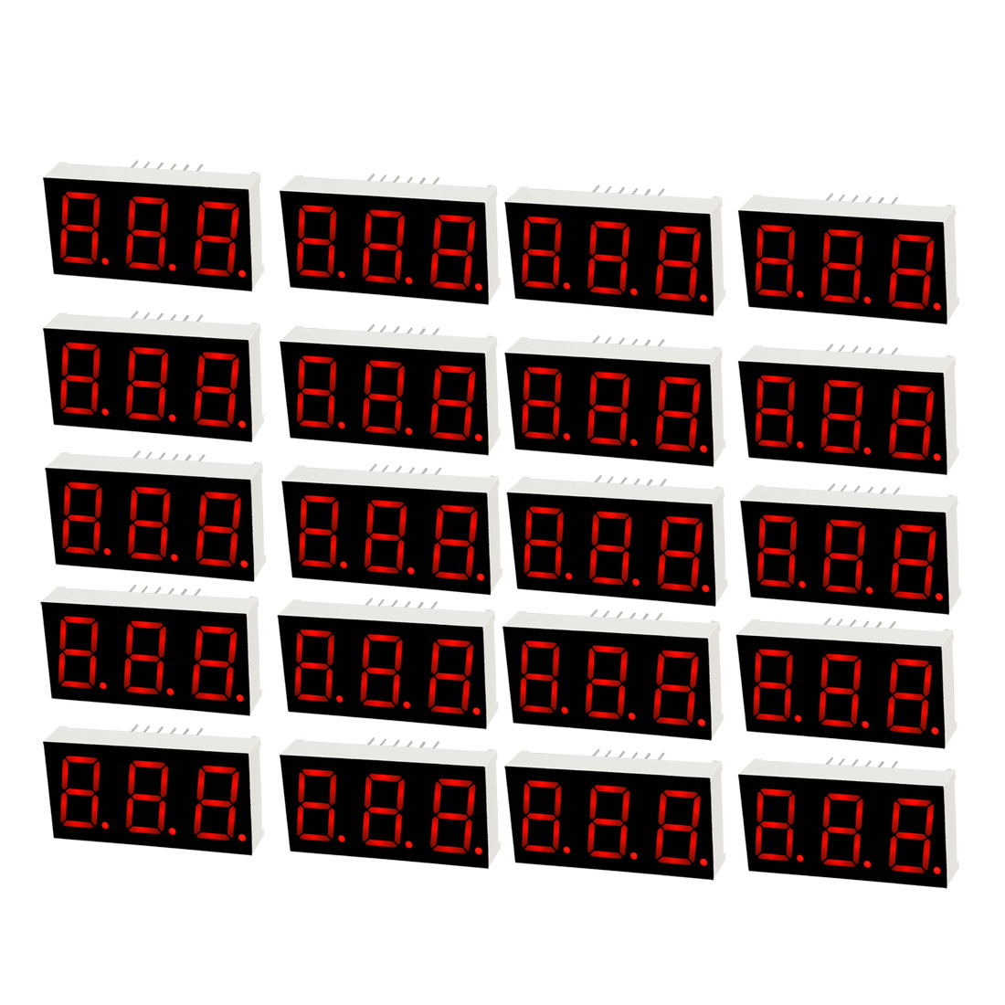 Common Cathode 12 Pin 3 Bit 1.48 x 0.75 x 0.31 Inch 0.55/" Red LED Display 3pcs